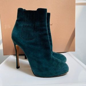Gianvito Rossi Teal Suede Booties